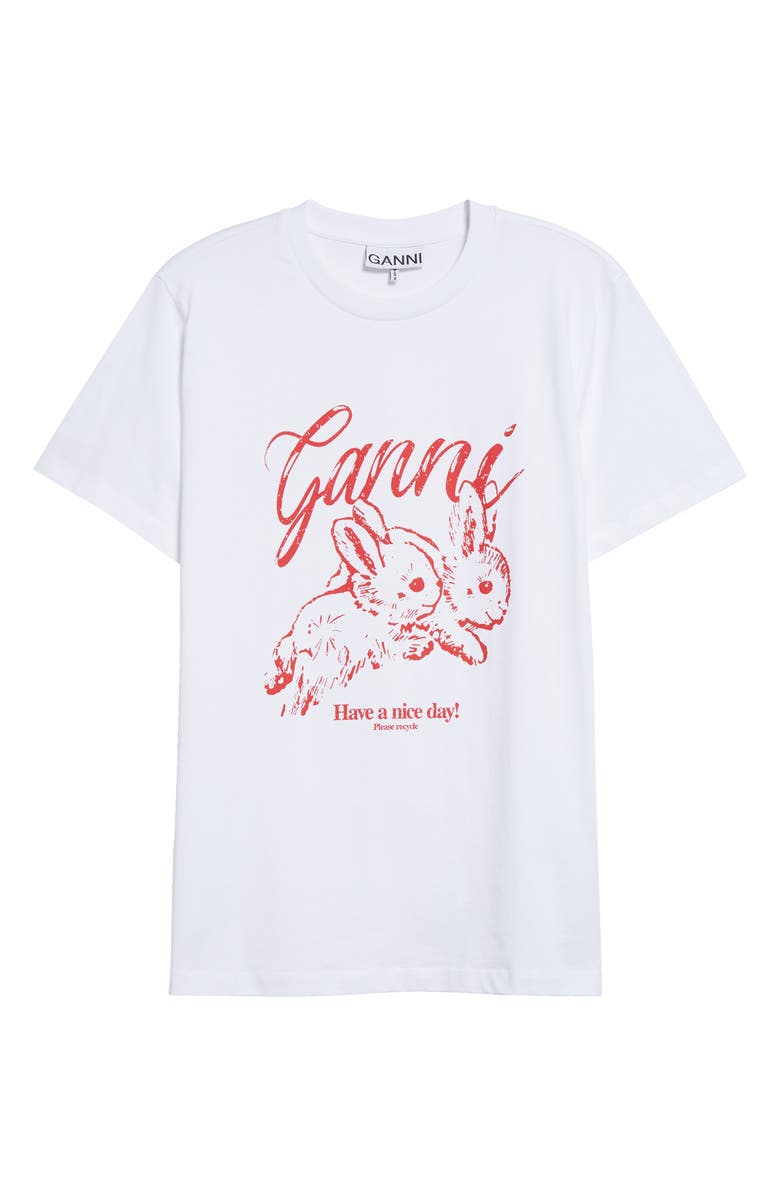 Ganni Kitty Organic Cotton Graphic T-Shirt, Alternate, color,