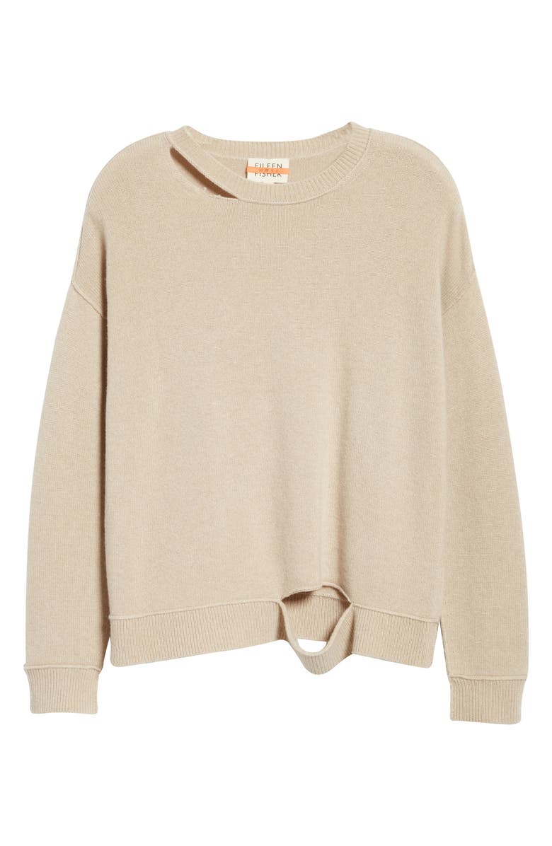 Eileen Fisher Distressed Recycled Cashmere Blend Sweater, Main, color, 