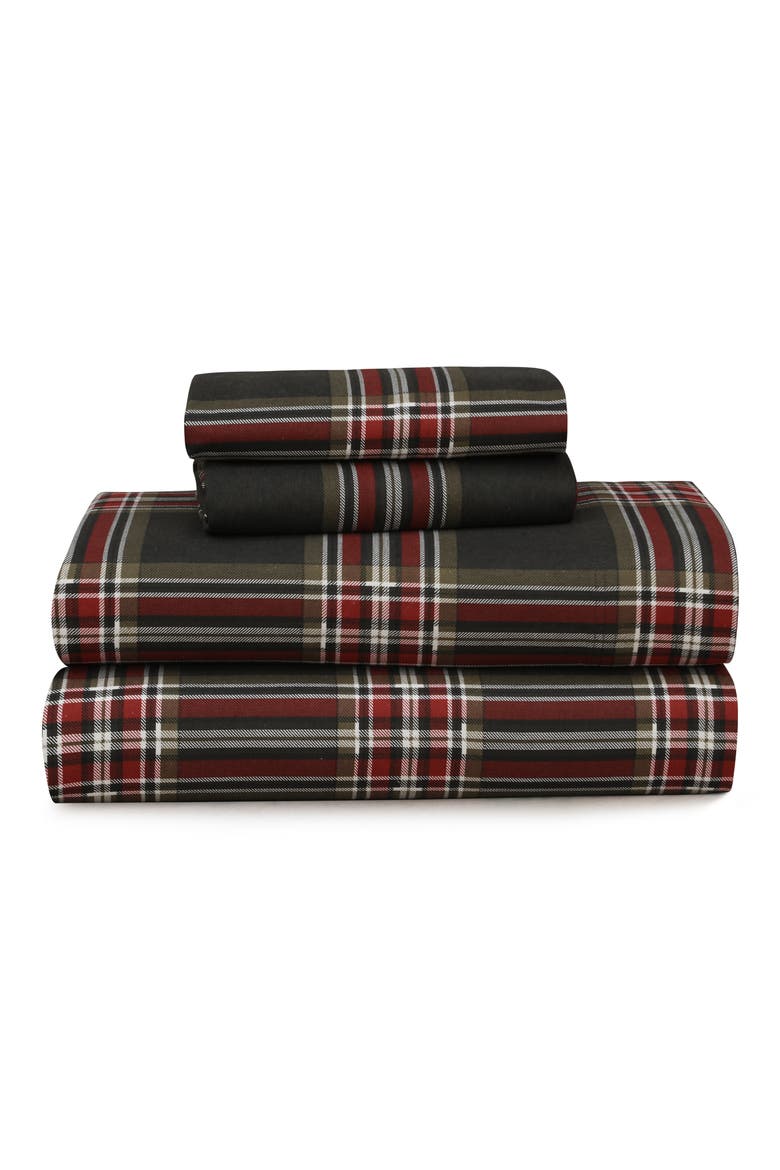 Heritage Plaid Cotton Flannel Sheet Set, Main, color, BROWN PLAID