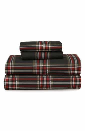 AZORES HOME Heritage Plaid Cotton Flannel Sheet Set
