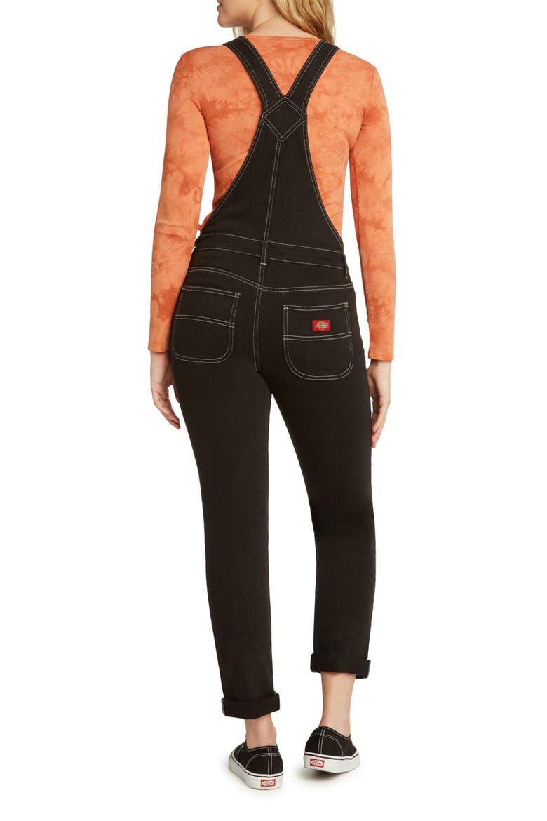 Button Front Denim Overalls, Alternate, color, BLACK