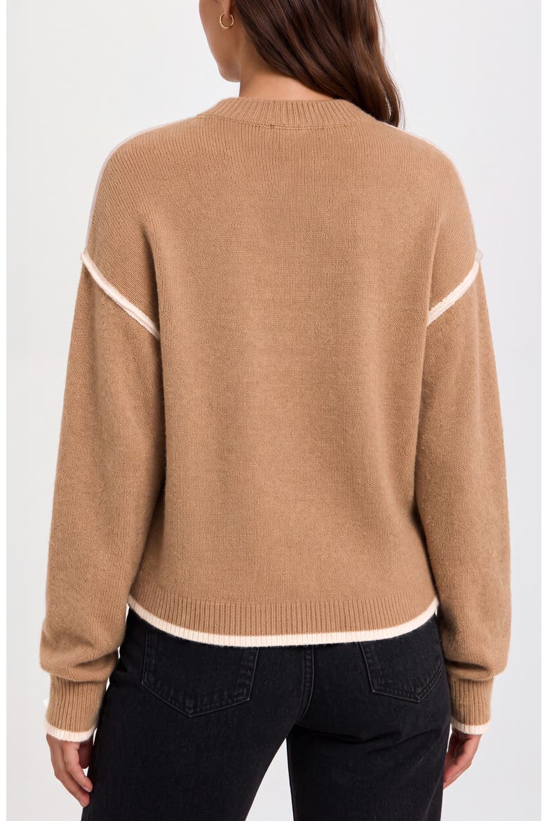 Tipped Tulip Hem Sweater, Alternate, color, HEATHER CAMEL WITH CREAM