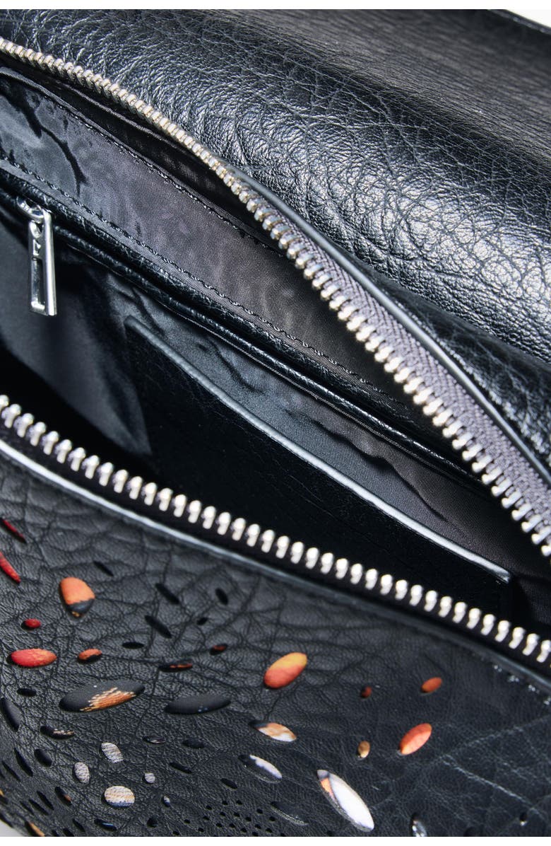 Desigual Butterfly Cutout Faux Leather Shoulder Bag, Alternate, color, Black