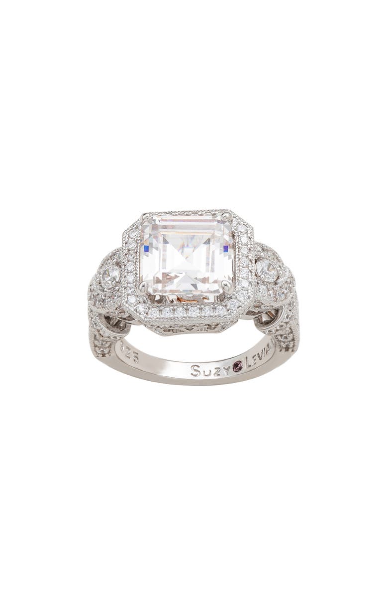 SUZY LEVIAN Pavé Cubic Zirconia Engagement Ring, Alternate, color, White