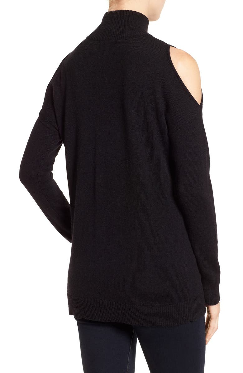 Halogen<sup>®</sup> Cold Shoulder Turtleneck Sweater, Alternate, color,