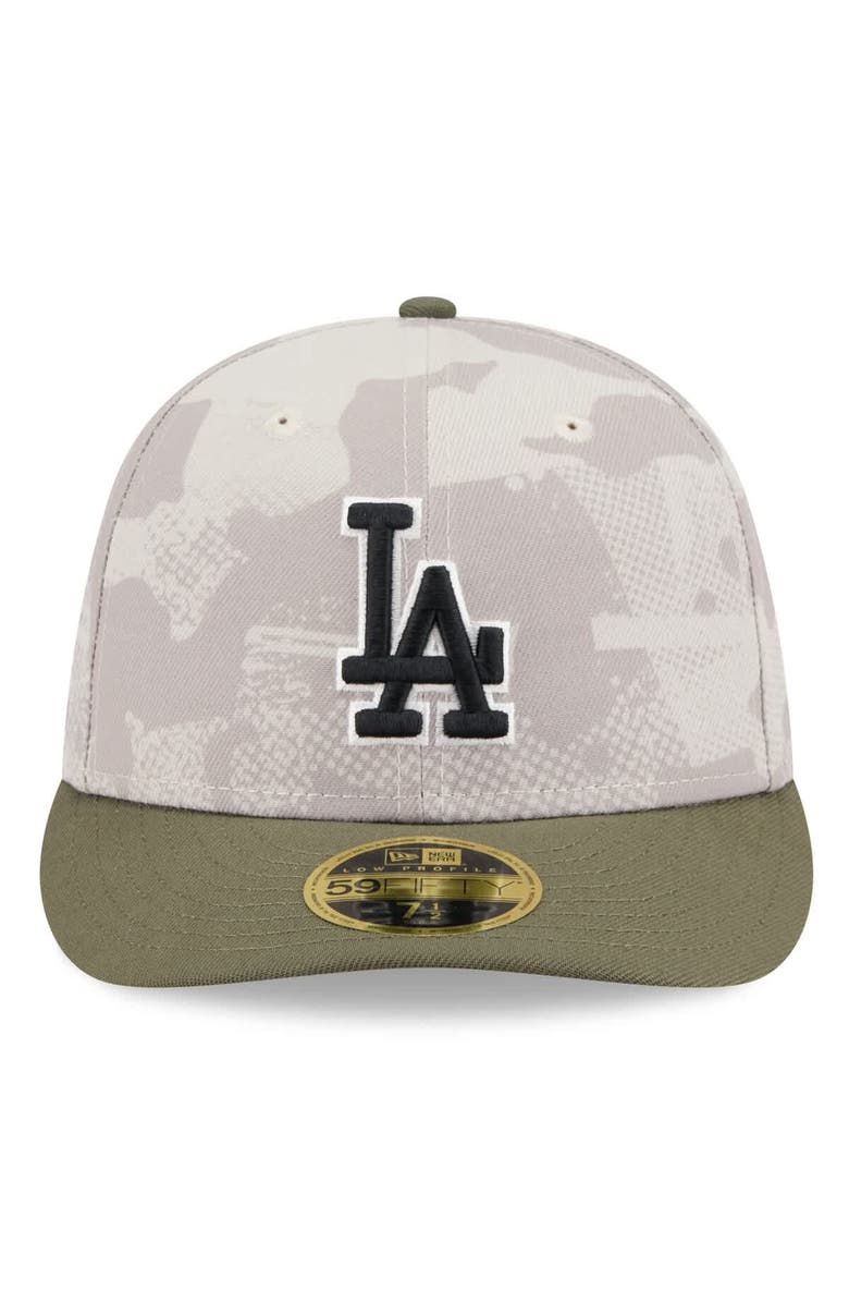 New Era Men's New Era Light Beige/Olive Los Angeles Dodgers 2025 Armed Forces Day Low Profile 59FIFTY Fitted Hat, Alternate, color, Light Beige