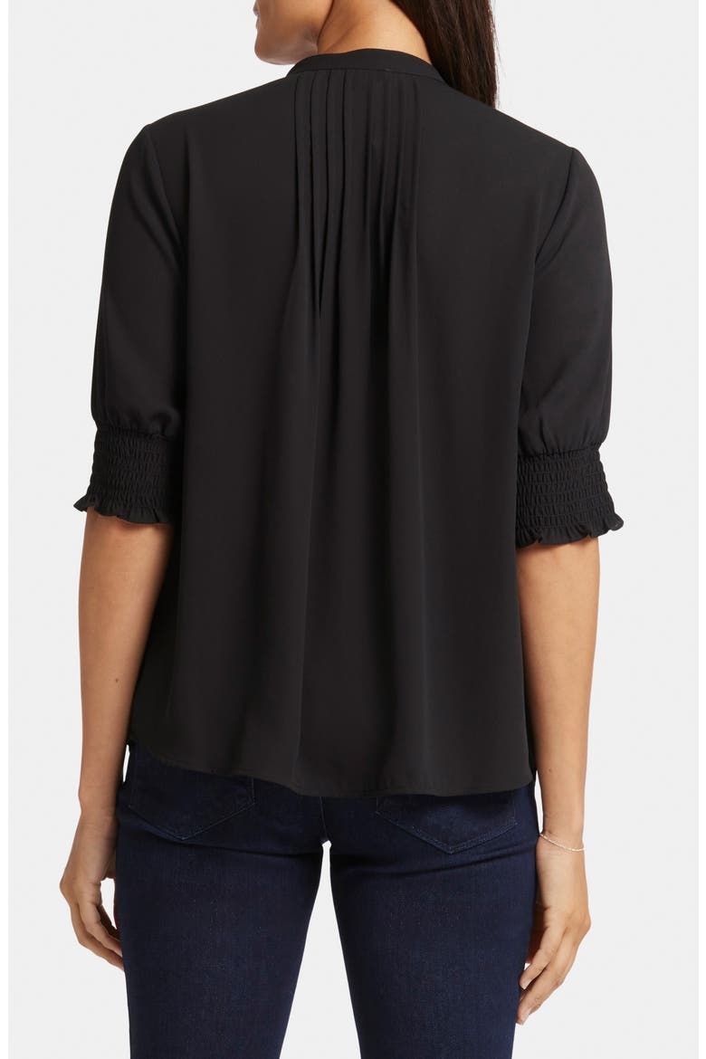 Pleated Peasant Blouse, Alternate, color, BLACK