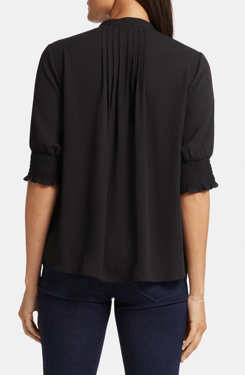 NYDJ Pleated Peasant Blouse, Alternate, color, Black