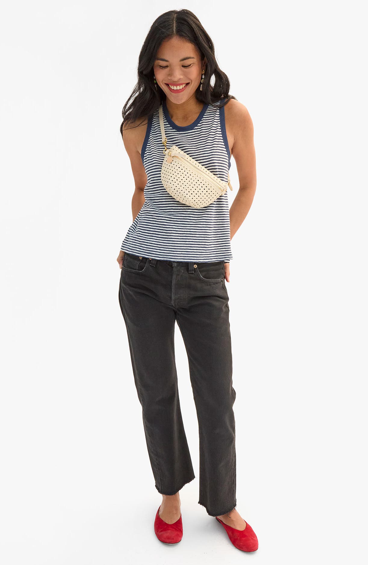 Petite Fanny Rattan Woven Leather Belt Bag, Alternate, color, CREAM