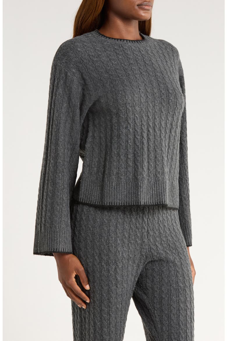 Rylynn Cable Flare Sleeve Sweater, Alternate, color, CHARCOAL HEATHER