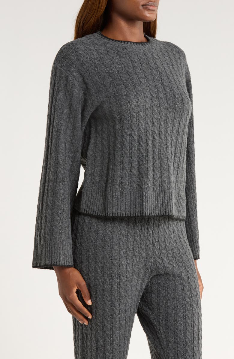 UGG<sup>®</sup> Rylynn Cable Flare Sleeve Sweater, Alternate, color, Charcoal Heather