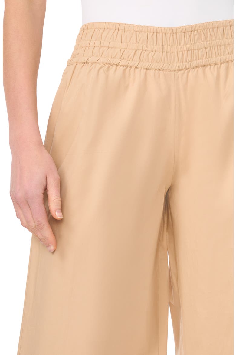 Smocked Waist Crop Wide Leg Pants, Alternate, color, TOFFEE