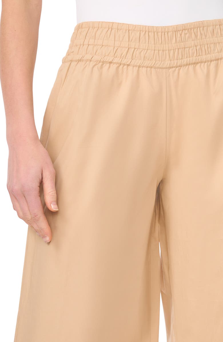 CeCe Smocked Waist Crop Wide Leg Pants, Alternate, color, Toffee