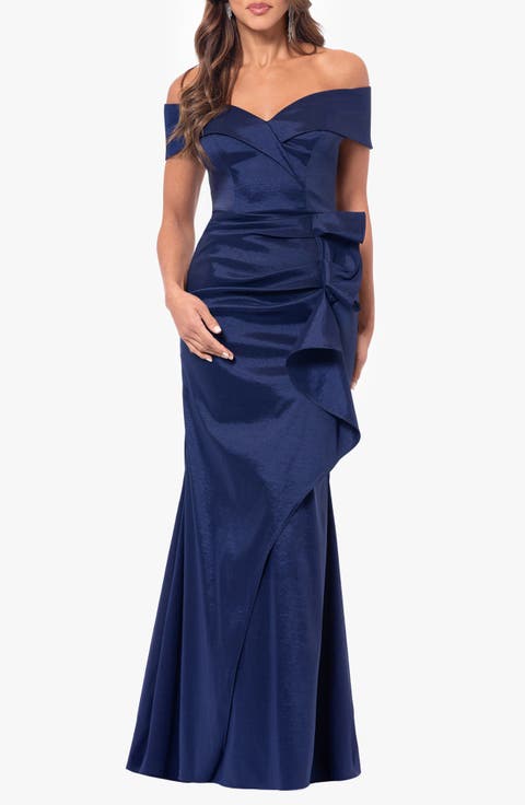 Off the Shoulder Taffeta Gown