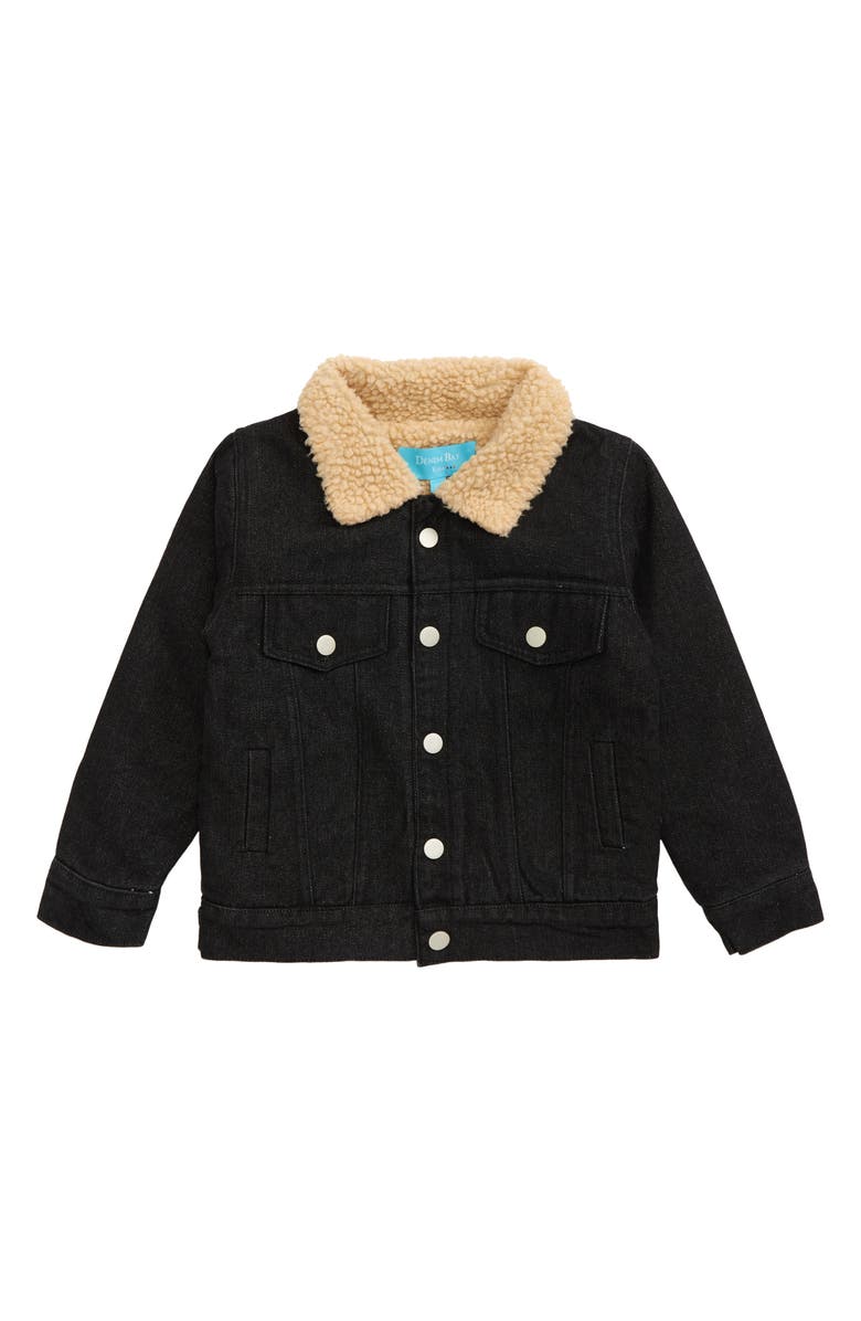 Denim Bay Kids' High Pile Fleece Lined Cotton Denim Trucker Jacket, Main, color, 