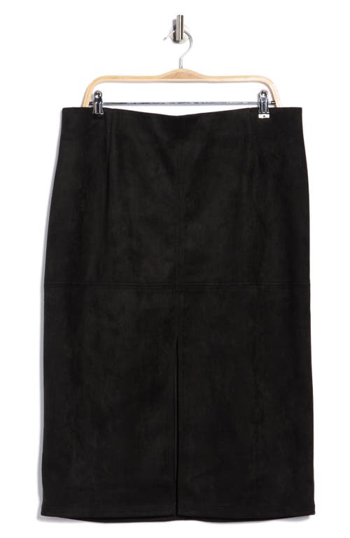 Gemma + Jane Faux Suede Slim Midi Skirt In Black