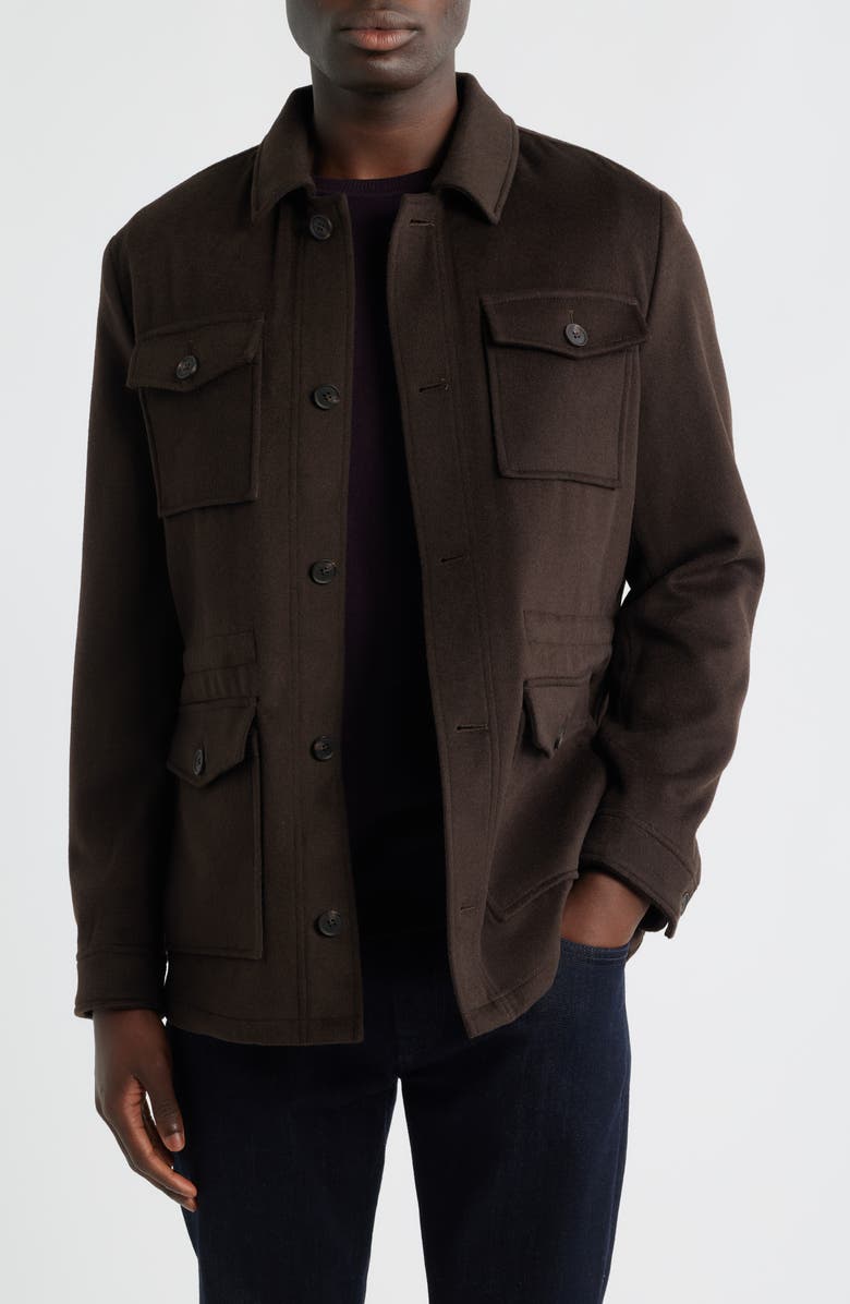 Nordstrom Felted Wool Blend Field Jacket, Main, color, Brown