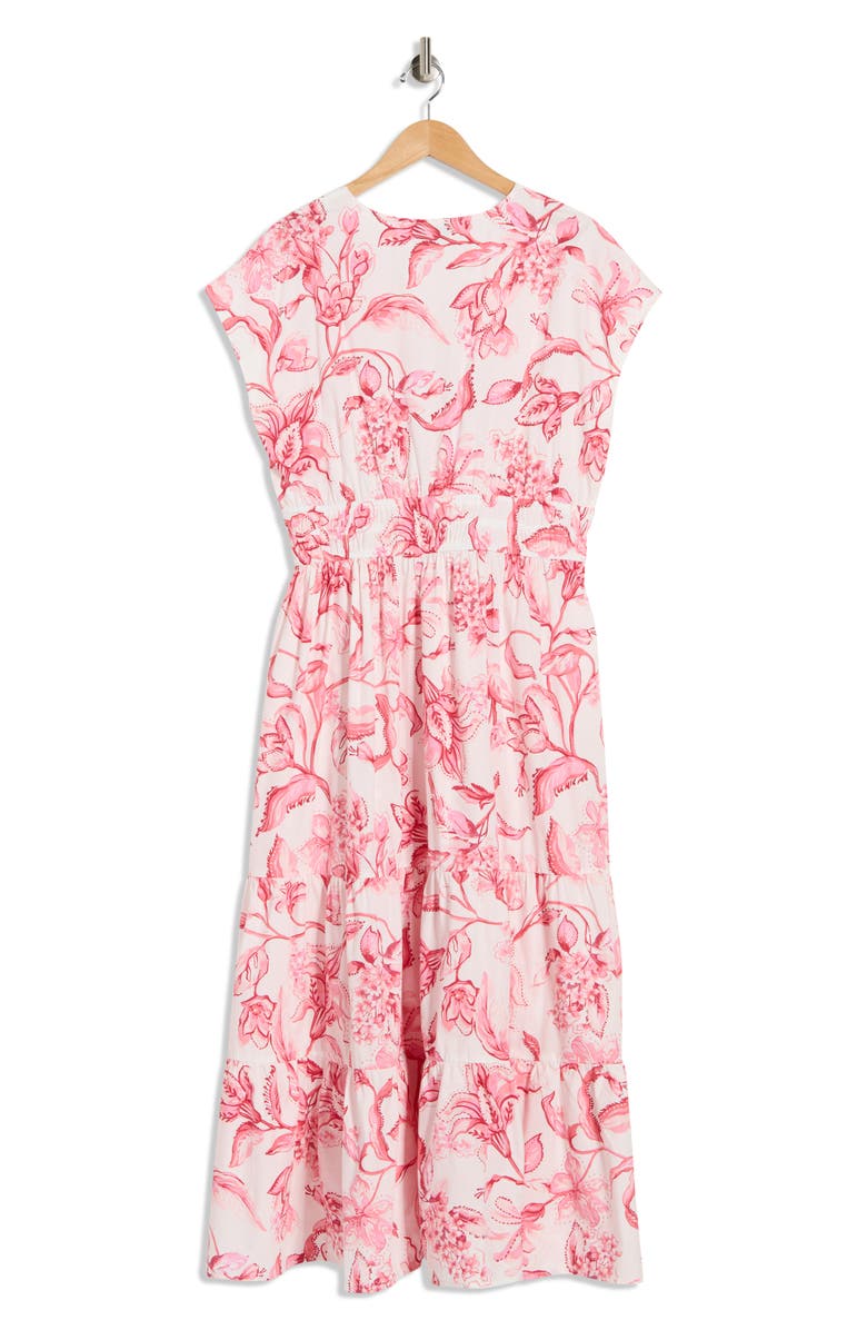 CeCe Floral Cap Sleeve Cotton Fit & Flare Maxi Dress, Alternate, color, Desert Rose