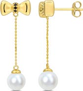 Julianna B. Cultured Pearl & Gem Bow Dangle Earrings 10k