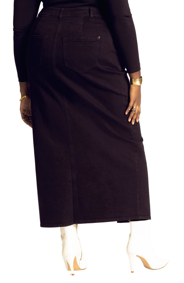 ELOQUII Stretch Denim Maxi Skirt, Alternate, color, 