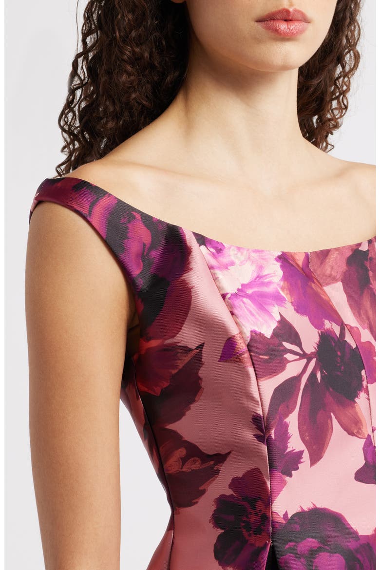 Floral Off the Shoulder Cocktail Dress, Alternate, color, PINK MULTI