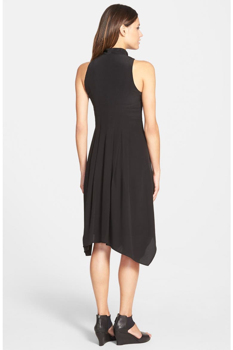 V-Neck Silk Dress, Alternate, color, BLACK
