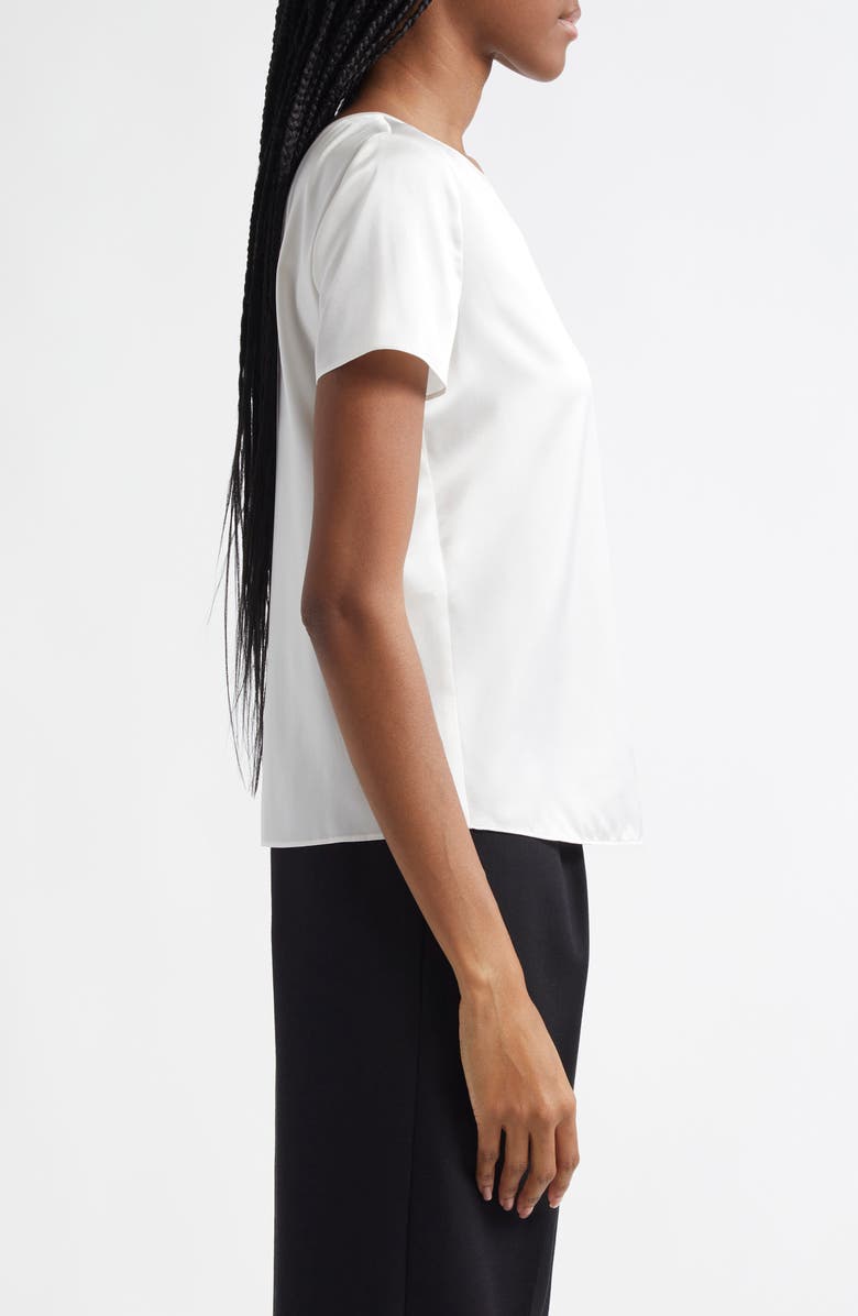 Emporio Armani Satin Stretch Silk T-Shirt, Alternate, color, White