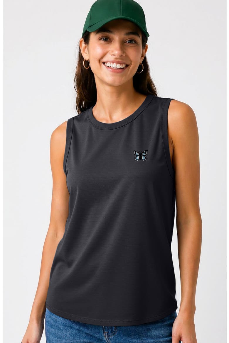 Butterfly Cotton Jersey Tank, Alternate, color, Ink Blue