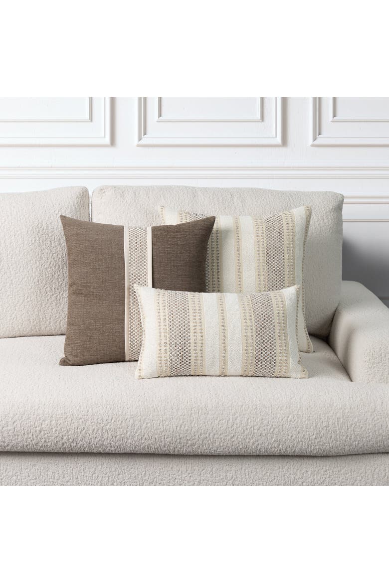 Axis Textural Stripe Indoor & Outdoor Woven Accent Pillow & Insert, Alternate, color, Travertine