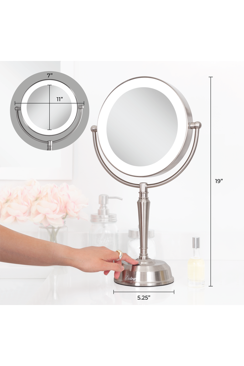 Makeup Mirror with Light and 10X/1X Magnifications and USB Charging Port, Alternate, color, Satin Nickel