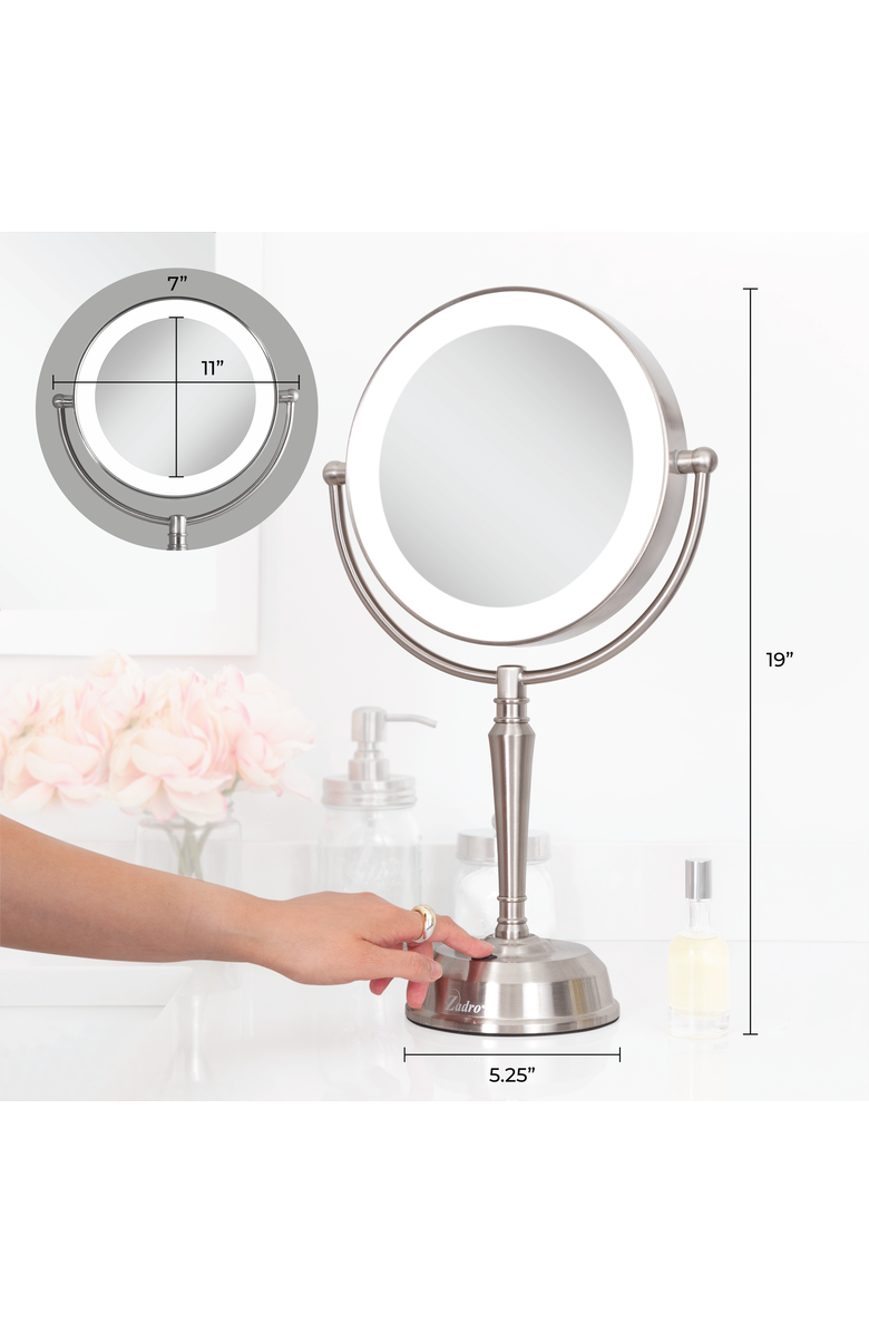 Zadro Makeup Mirror with Light and 10X/1X Magnifications and USB Charging Port, Alternate, color, Satin Nickel