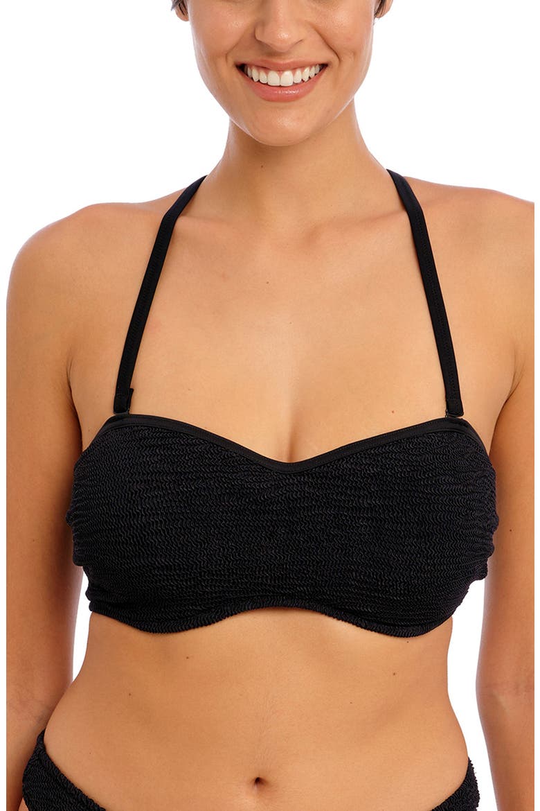 Ibiza Waves Bandeau Bikini Top, Alternate, color, BLACK
