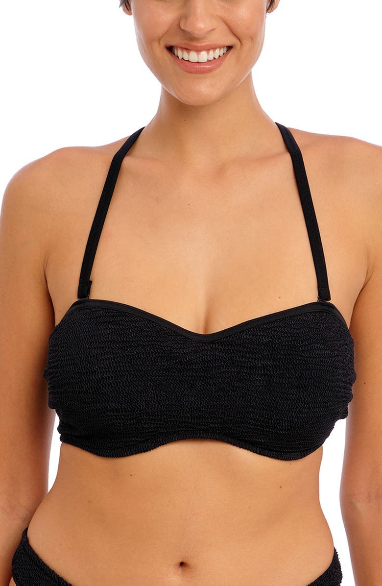 Freya Ibiza Waves Bandeau Bikini Top, Alternate, color, Black