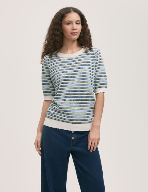Rita Knitted Striped Short Sleeve Top