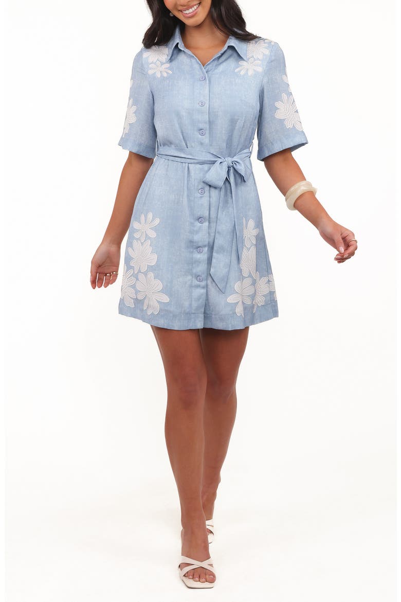 Connie Linen Blend Belted Shirtdress, Main, color, BLUE