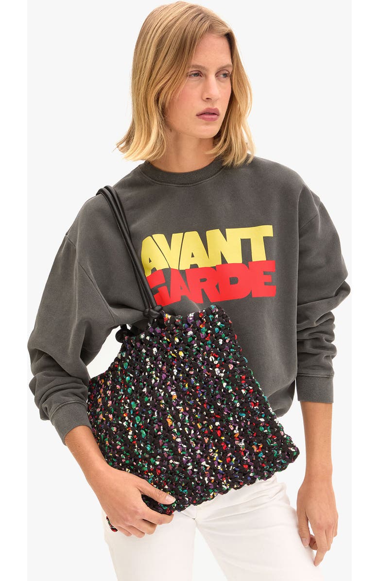 Clare V. Sandy Woven Market Tote, Alternate, color, Black Multi