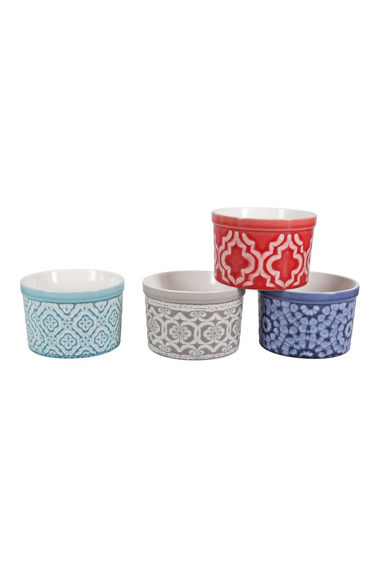 Set of 4 Stoneware Dominique Tall Soufflé Dishes, Main, color, MULTI