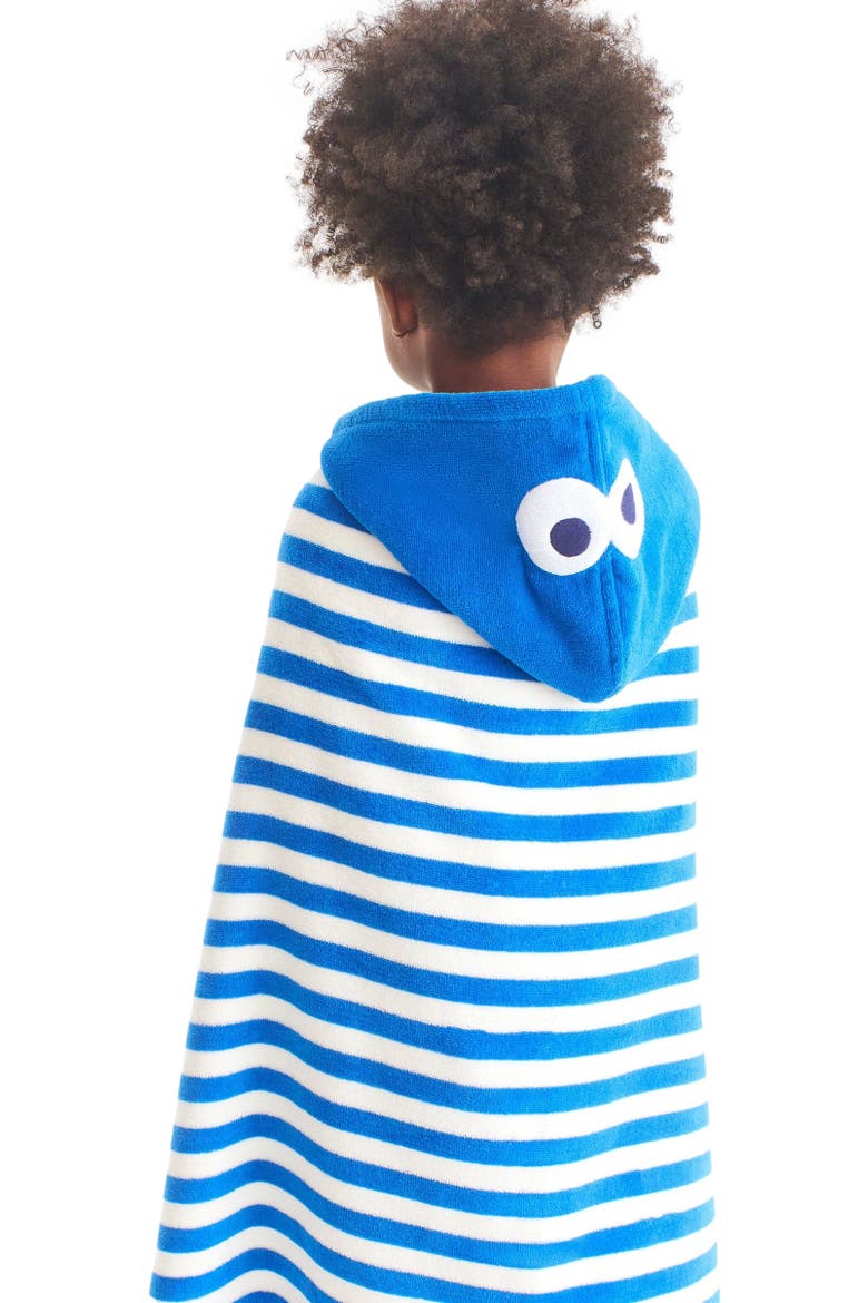 Kids Sesame Street Hoodie Towel, Alternate, color, Blueberry White Stripe
