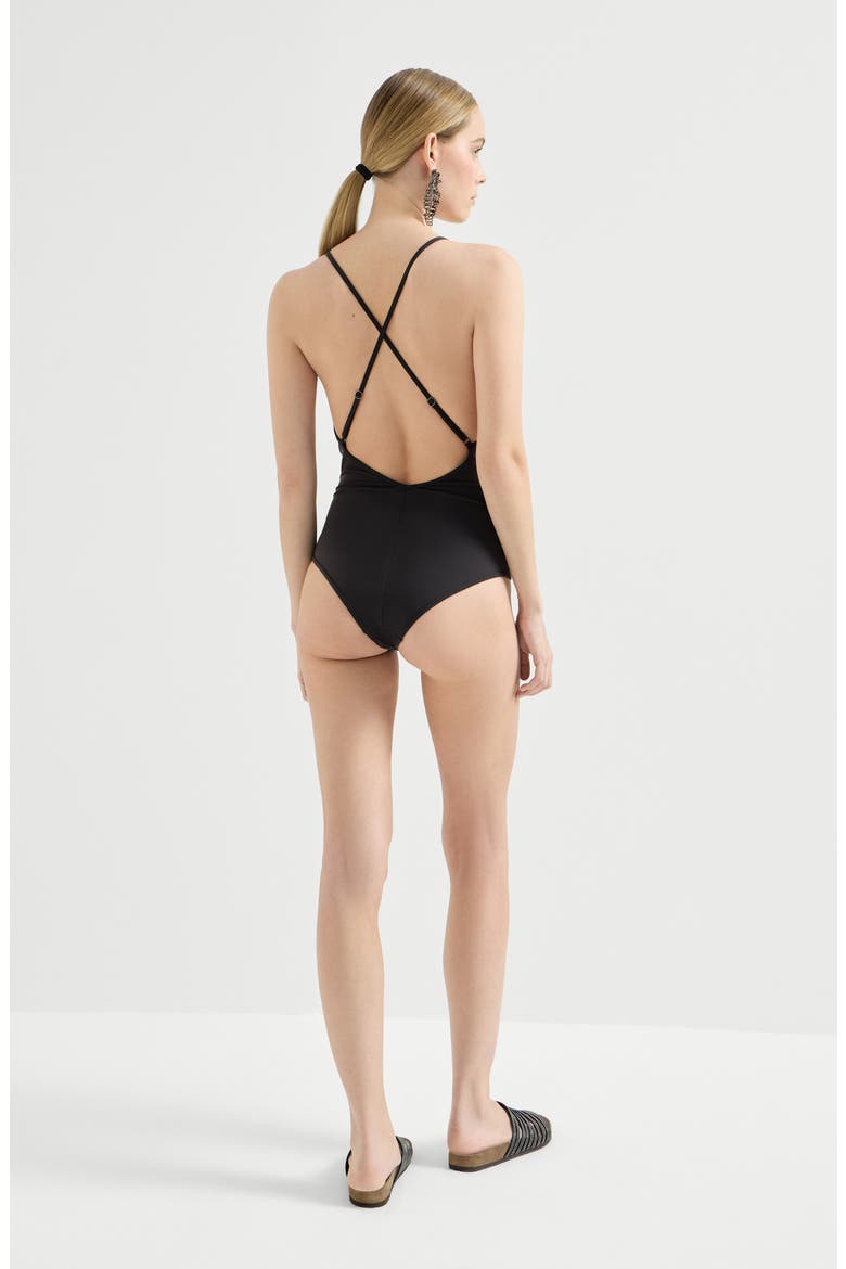 Dazzling stripes bathing suit, Alternate, color, Lignite Grey