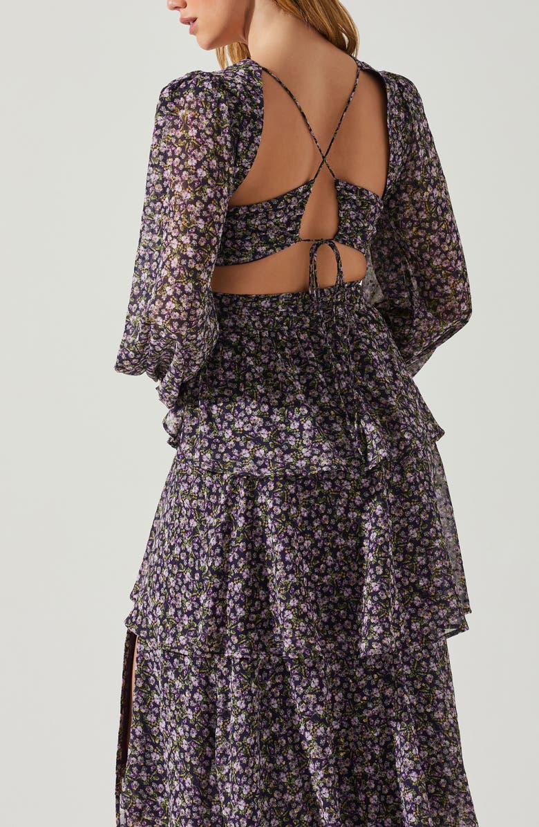 ASTR the Label Anora Floral Long Sleeve Dress, Alternate, color, Purple Ditsy