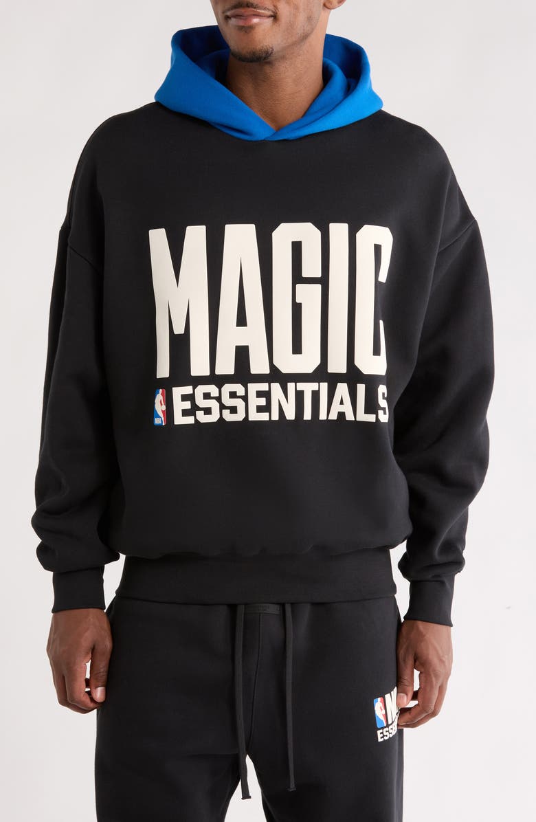Fear of God Essentials x NBA Magic Sports Fit Hoodie, Main, color, Vintage Black/ Blue