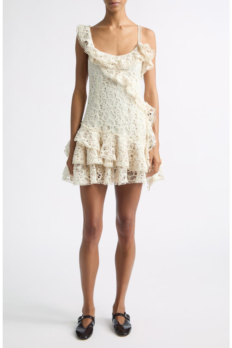 Mimika Asymmetric Cotton Blend Lace Dress, Main, color, ECRU