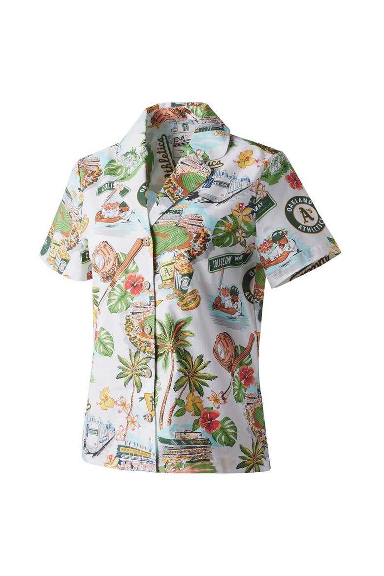 Women's Reyn Spooner White Oakland Athletics Scenic Camp Button-Up Shirt, Alternate, color, White