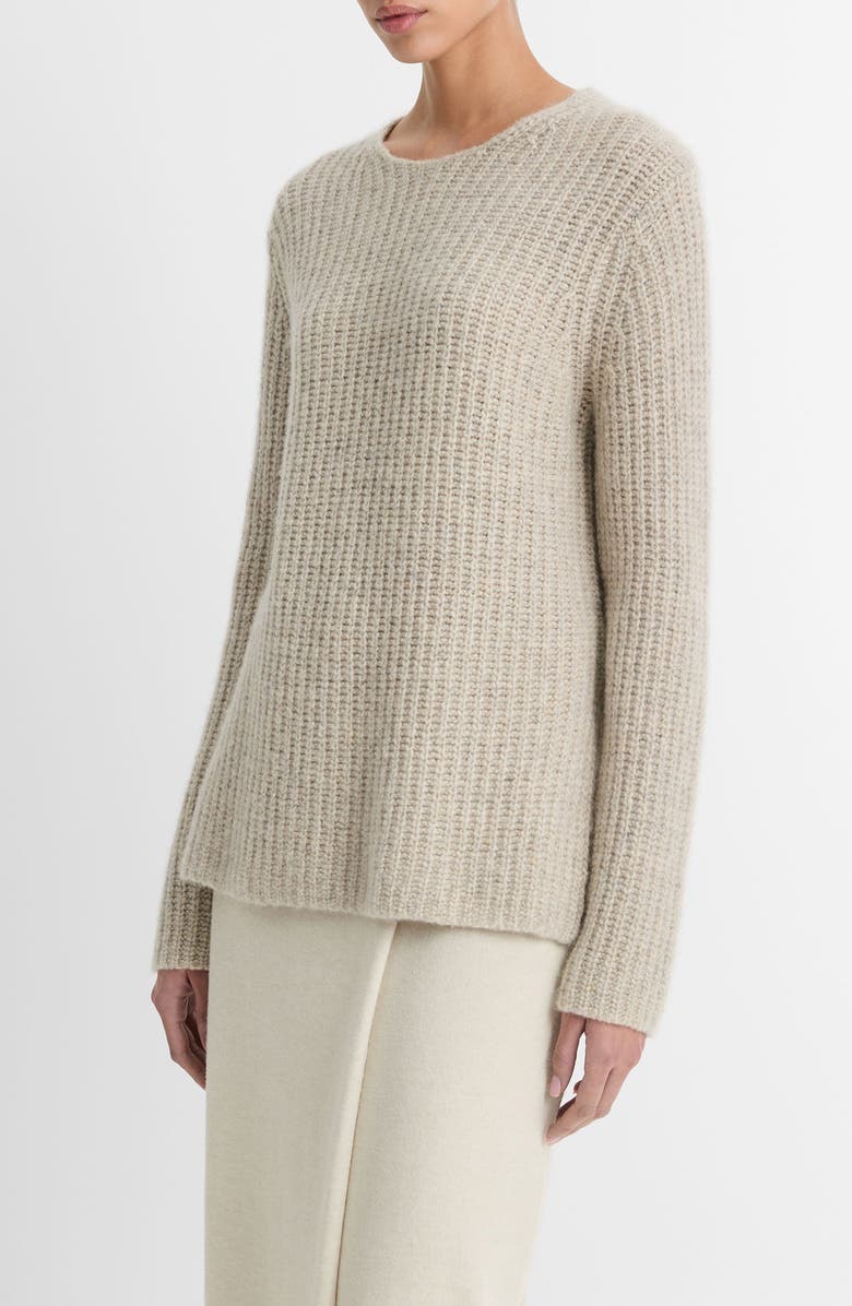 Vince Donegal Tweed Cashmere Rib Tunic Sweater, Alternate, color, Biscuit Donegal