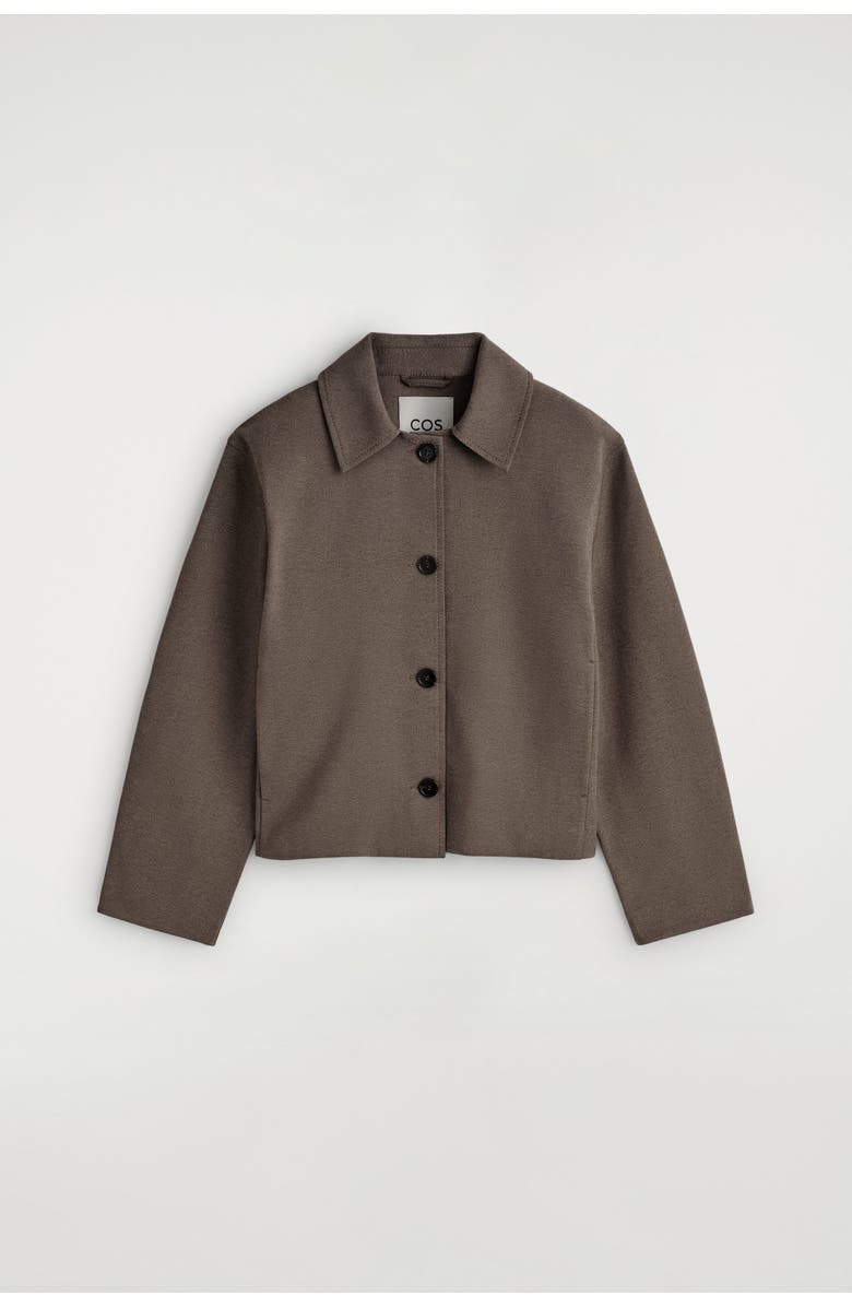 COS Rounded Jersey Jacket, Alternate, color, Brown