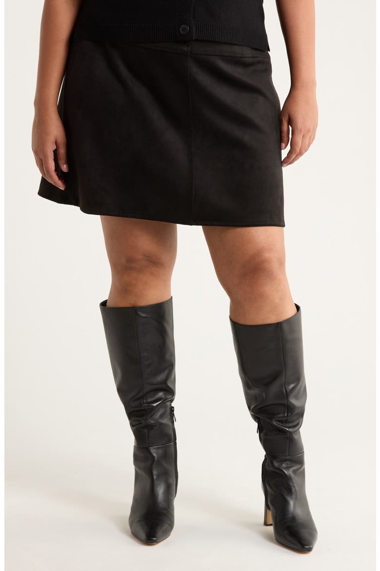Faux Suede Miniskirt, Main, color, BLACK