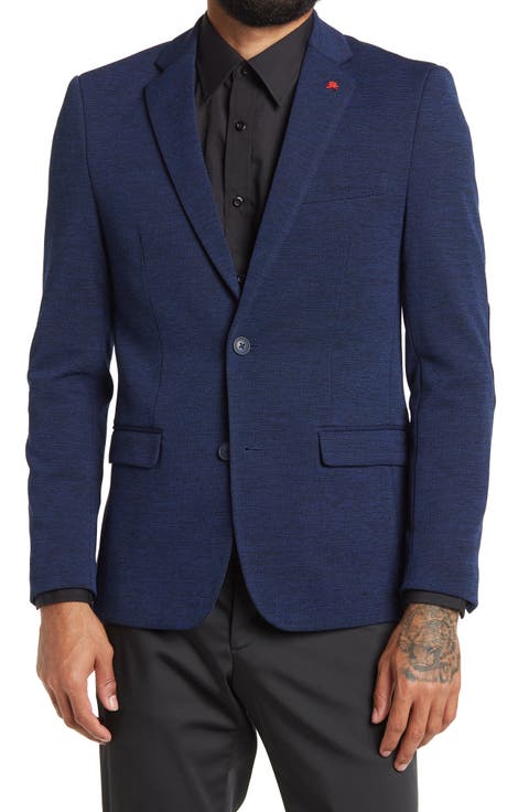 Textured Notch Lapel Double Button Blazer