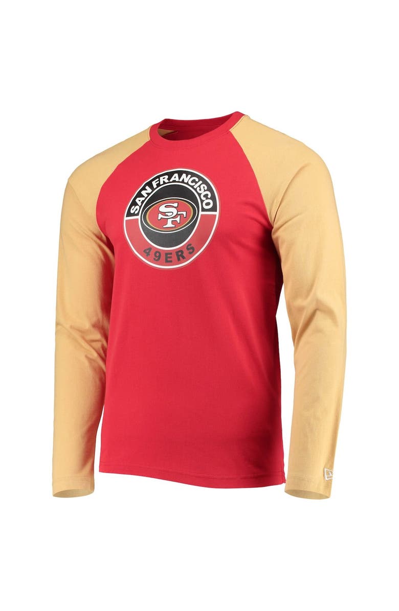 New Era Men's New Era Scarlet/Gold San Francisco 49ers League Raglan Long Sleeve T-Shirt, Alternate, color, 