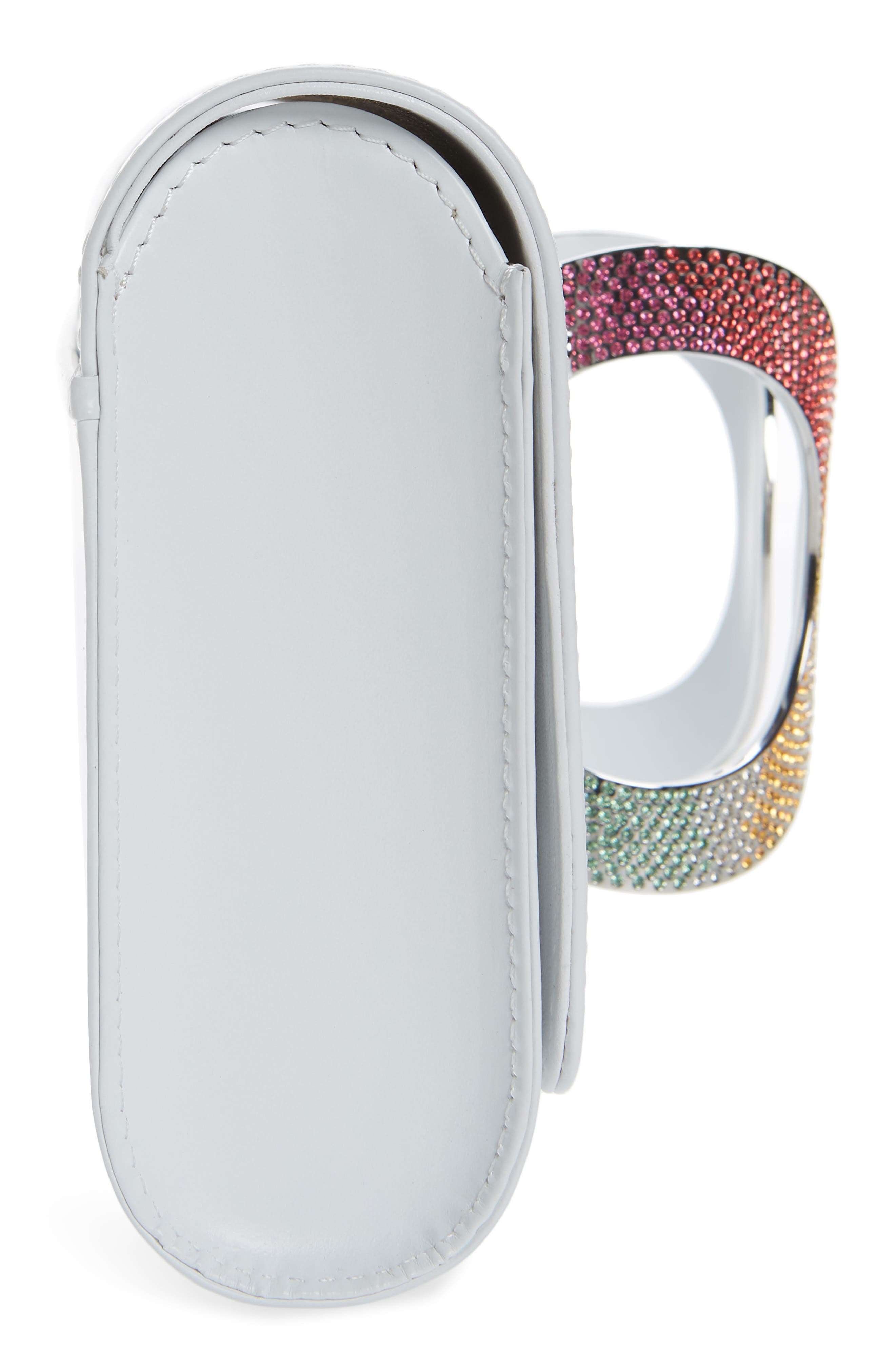 PERRIN La Croisette Crystal Embellished Leather Clutch, Alternate, color, 