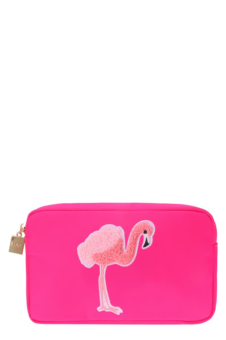 Medium Flamingo Cosmetic Bag, Main, color, HOT PINK